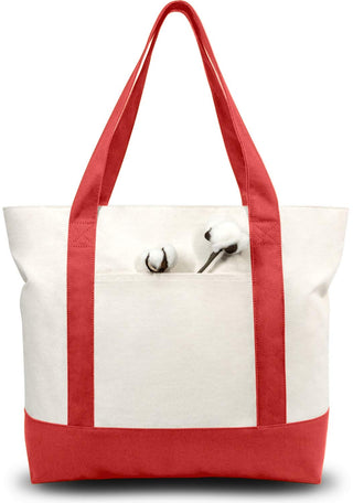 TOPDesign 1 | 3 | 6 | 30 Pack Canvas Tote Bag with an External Pocket, Reusable Grocery Shopping Bag, Top Zipper Closure, Daily Essentials (Black/Natural Pack of 1)