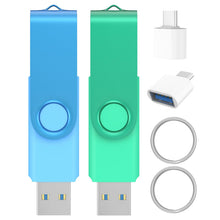 1GB USB 2.0 Flash Drive 2 Pack Wooolken Thumb Drives Jump Pen Drive Memory Stick with LED Light and Lanyards for Storage and Backup(1G, 2 Colors: Black Blue)