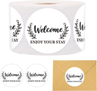 800pcs Welcome & Enjoy Your Stay Stickers 2 Inch Hotel Welcoming Guest Label Welcome Enjoy Your Stay Motel Key Card Envelope Seals for Inn Lodge Resort Airbnb Hotel Welcoming Decorating
