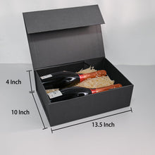 LIFELUM Gift Box 13.5''x10''x4'' Large Gifts Box with Magnetic Lids Black Gift Boxes for Father's Day graduation gifts Contains Card, Ribbon, Filler
