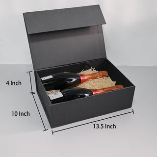 LIFELUM Gift Box 13.5''x10''x4'' Large Gifts Box with Magnetic Lids Black Gift Boxes for Father's Day graduation gifts Contains Card, Ribbon, Filler