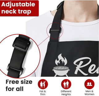 SANDJEST Funny Mens Aprons with Pockets for BBQ Grilling Cooking Grandpa Husband Apron for Birthday Christmas Father's Day