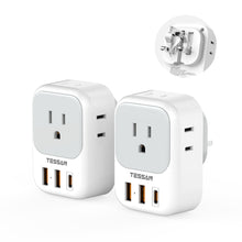 TESSAN 2 Pack European Travel Plug Adapter, Europe Power Converter 4 Outlets 3 USB(1 USB C PD 20W), Type C International Adaptor to Italy Spain France Portugal Iceland Germany, EU Travel Essentials