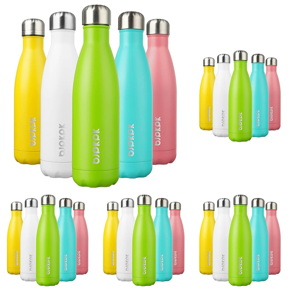 BJPKPK 17oz Insulated Water Bottles Stainless Steel Sports Water Bottles Keep Cold and Hot for Travel Dishwasher Safe,Olive Green
