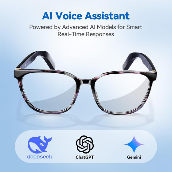 AI Smart Glasses for Men & Women – Powered by ChatGPT, Real-Time Translation, Bluetooth Glasses with Photochromic Lens, Music & Hands-Free Calling, UV & Blue Light Protection, Thin Temples - hover image