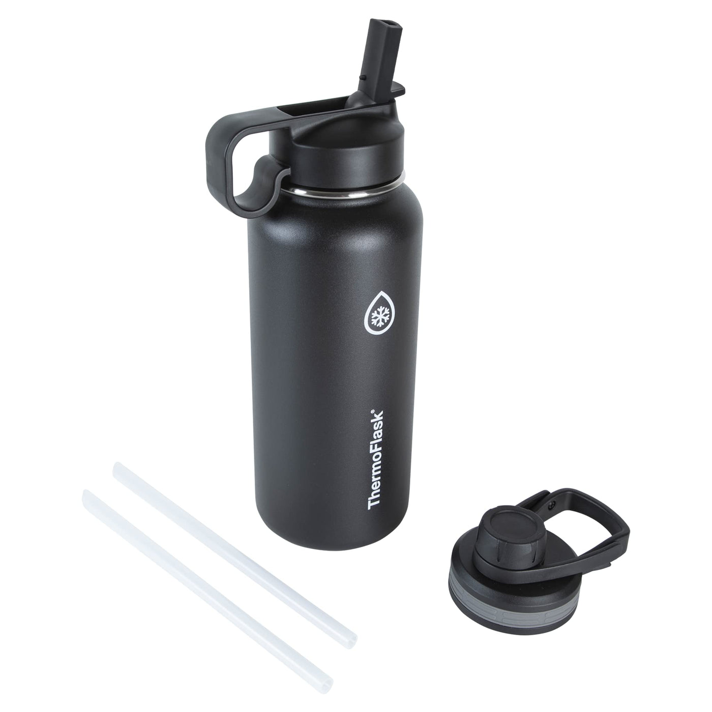 ThermoFlask 24 oz Double Wall Vacuum Insulated Stainless Steel Water Bottle - Reusable with Leakproof Chug & Straw Lids - Keeps Drinks Cold 24 hr/Hot 12 hr - Easy Maintenance - Gym/On-the-Go, Plum