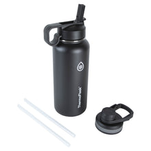 ThermoFlask 24 oz Double Wall Vacuum Insulated Stainless Steel Water Bottle - Reusable with Leakproof Chug & Straw Lids - Keeps Drinks Cold 24 hr/Hot 12 hr - Easy Maintenance - Gym/On-the-Go, Plum