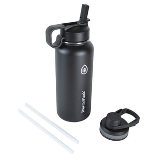 ThermoFlask 24 oz Double Wall Vacuum Insulated Stainless Steel Water Bottle - Reusable with Leakproof Chug & Straw Lids - Keeps Drinks Cold 24 hr/Hot 12 hr - Easy Maintenance - Gym/On-the-Go, Plum