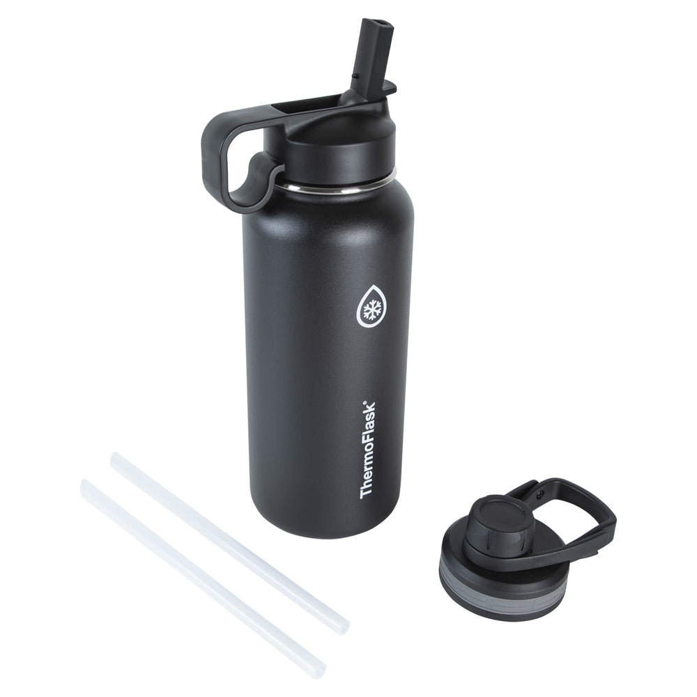 ThermoFlask 40 oz Double Wall Vacuum Insulated Stainless Steel Water Bottle - Reusable with Leakproof Chug & Straw Lids - Keeps Drinks Cold 24 hr/Hot 12 hr - Easy Maintenance - Gym/On-the-Go, Cobalt