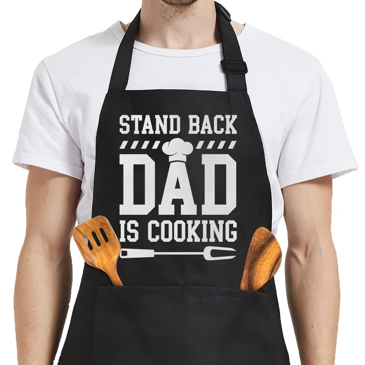 SANDJEST Funny Mens Aprons with Pockets for BBQ Grilling Cooking Grandpa Husband Apron for Birthday Christmas Father's Day