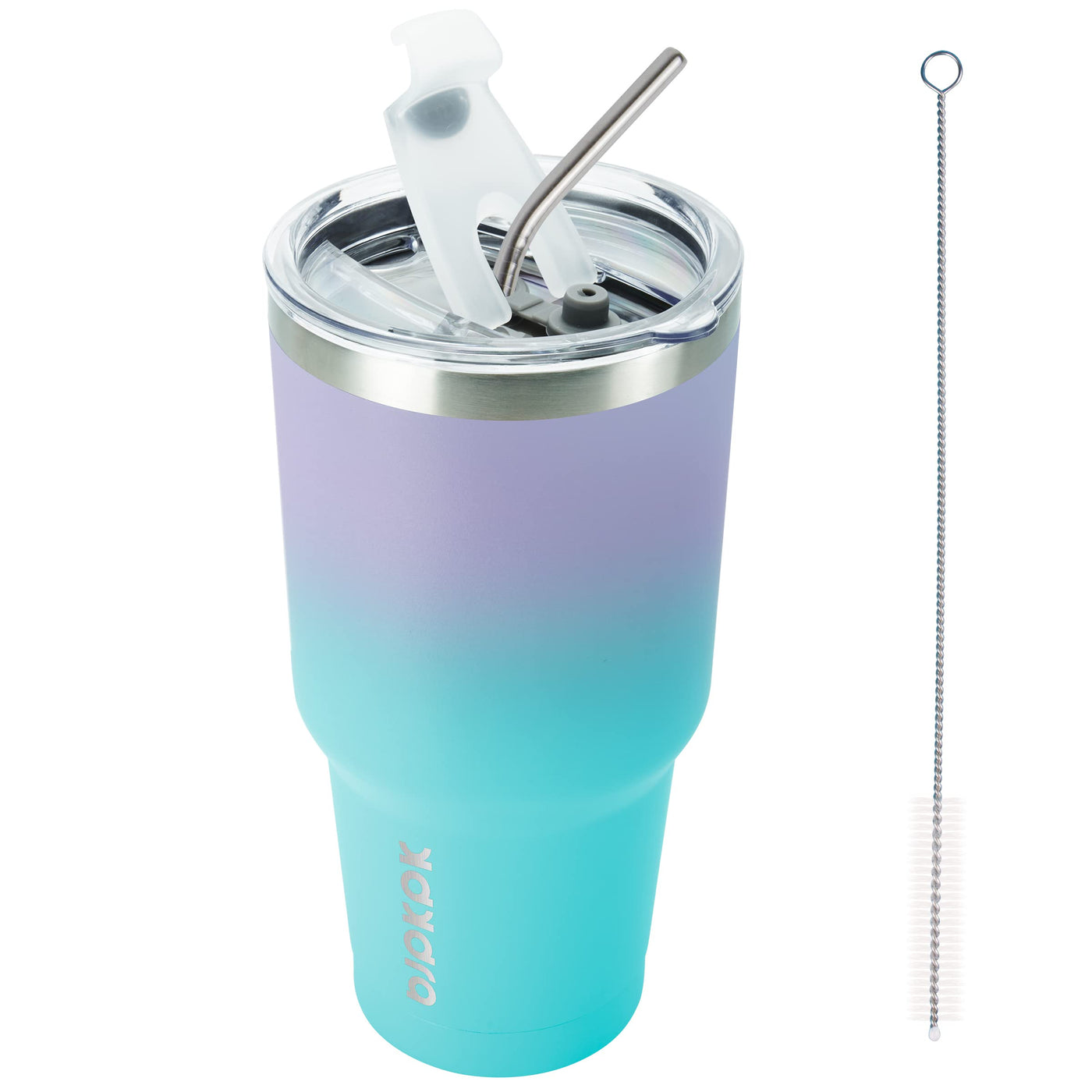 BJPKPK 30oz Stainless Steel Tumbler Color Block Insulated Tumblers Cup with Lid and Straw, Double Walled Travel Coffee Mug,Mint