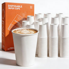 MOUMOULIFE 12 oz Disposable Paper Coffee Cups, 100 Count – Leak-Resistant White Cups for Hot & Cold Drinks, Ideal for Office, Party, Travel, To Go & Daily Use
