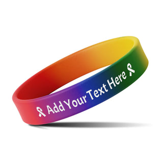 Custom Rubber Bracelets with Text Logo Clipart Customizable Bracelet Personalized 1/2 Inch Silicone Wristbands for Awareness, Events, Support, Promotions