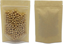 PABCK 50 Pcs Clear Front Stand Up Airtight 3.9x5.9inch Brown Kraft Paper for Zip Food Storage Lock Bags Reclosable Zipper Resealable Heat Seal Pouch Coffee Snack Packaging (Usable Size 3.1x3.3 inch)