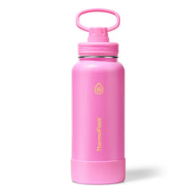 ThermoFlask Stainless Steel Water Bottles 2-Pack - Double-Wall Vacuum Insulated 24 oz BPA-Free Spout Lids - Keeps Drinks Cold 24 Hrs, Hot 12 Hrs - Leakproof, Dishwasher Safe, White/Coral