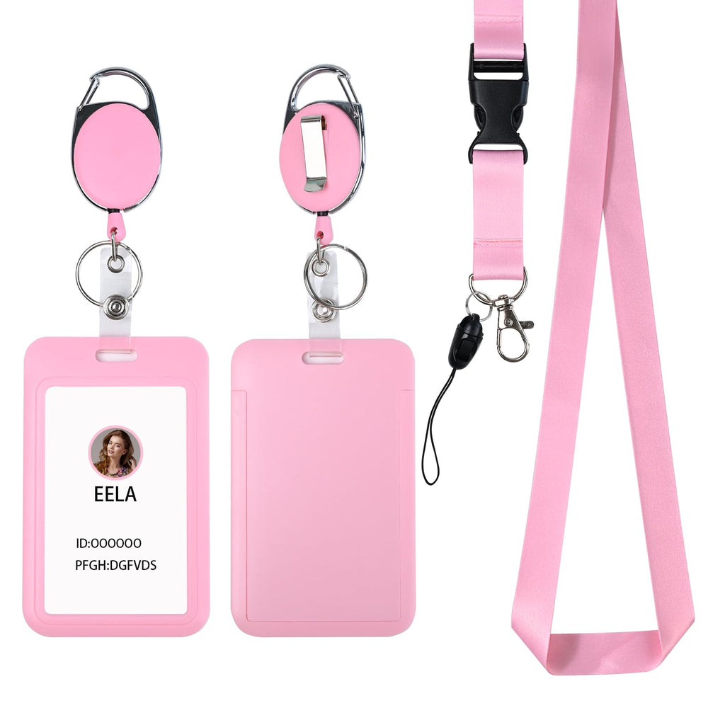 Retractable ID Badge Holder with Breakaway Lanyard,Heavy Duty Badge Reel,Detachable Keychain, Cruise Ship Cards Holder,for Nurse Officer Teacher Security Staff Women Men