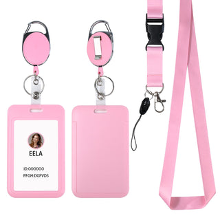 Retractable ID Badge Holder with Breakaway Lanyard,Heavy Duty Badge Reel,Detachable Keychain, Cruise Ship Cards Holder,for Nurse Officer Teacher Security Staff Women Men