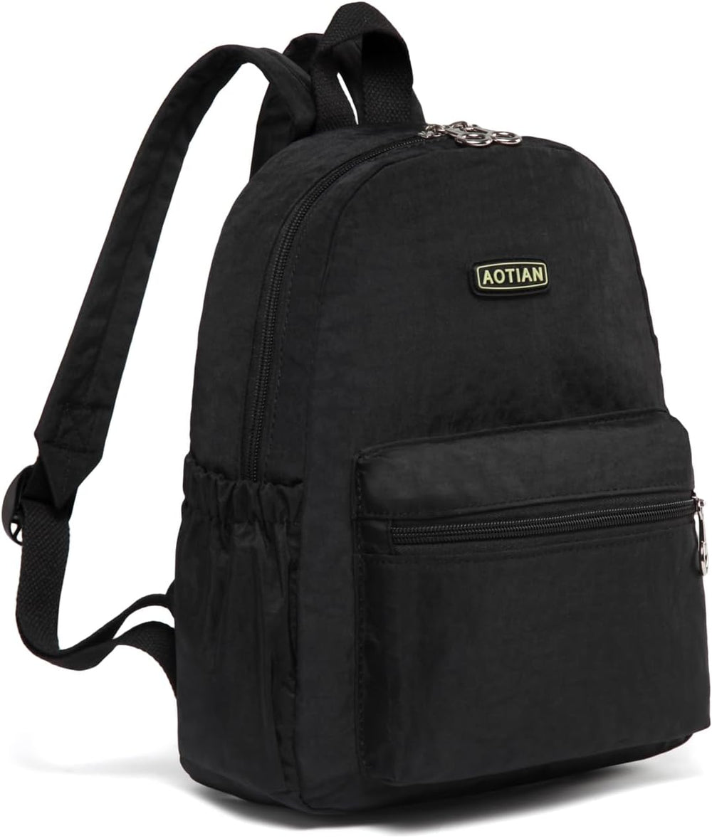 AOTIAN Mini Lightweight 11.8 Inch Backpack Durable Travel Hiking Women and Girls Small Daypack, 7 Liters Black