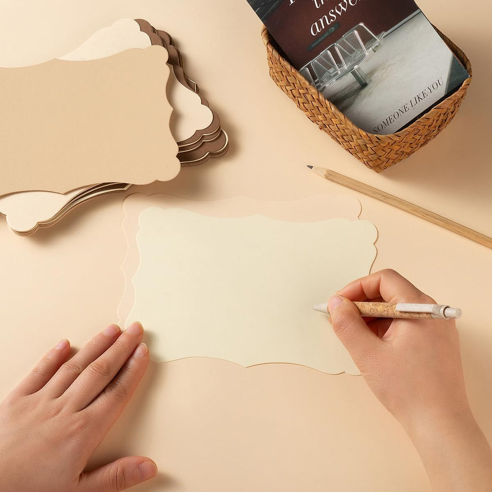 50 Pack Blank Kraft Greeting Cards, Brown, 5 Colors, 4x6IN | Thick Cardstock Paper, For DIY Gift Cards, Menus, Baby Shower Invitations, Wedding Invitations