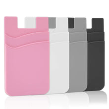 SS Card Holder for Back of Phone, Cell Phone Wallet Stick-on Credit Card Sleeve Pocket Silicone Pouch Compatible for iPhone, Samsung Galaxy and Most SamrtPhones 4 Pack