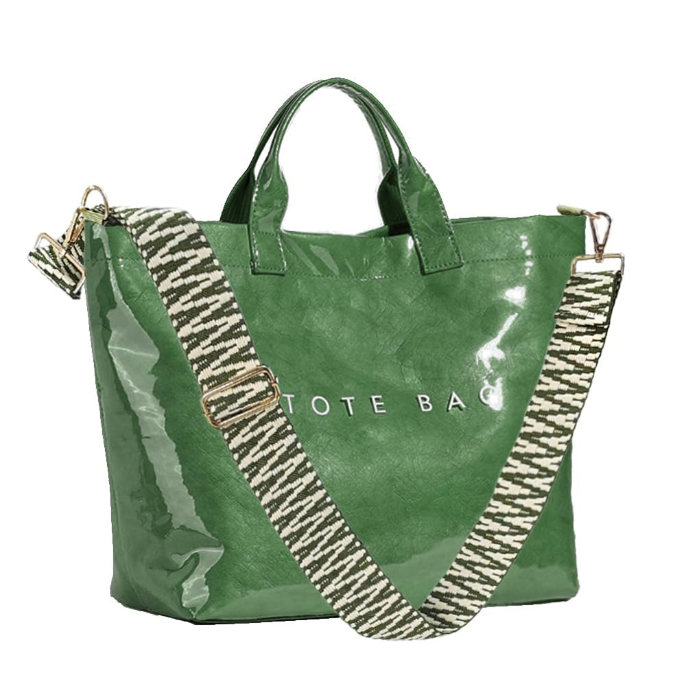 KAMEILONG Women's Large PVC Tote Bag Letters Print Handbags Paper Shoulder Bag Clear Shopping Hobo Bag