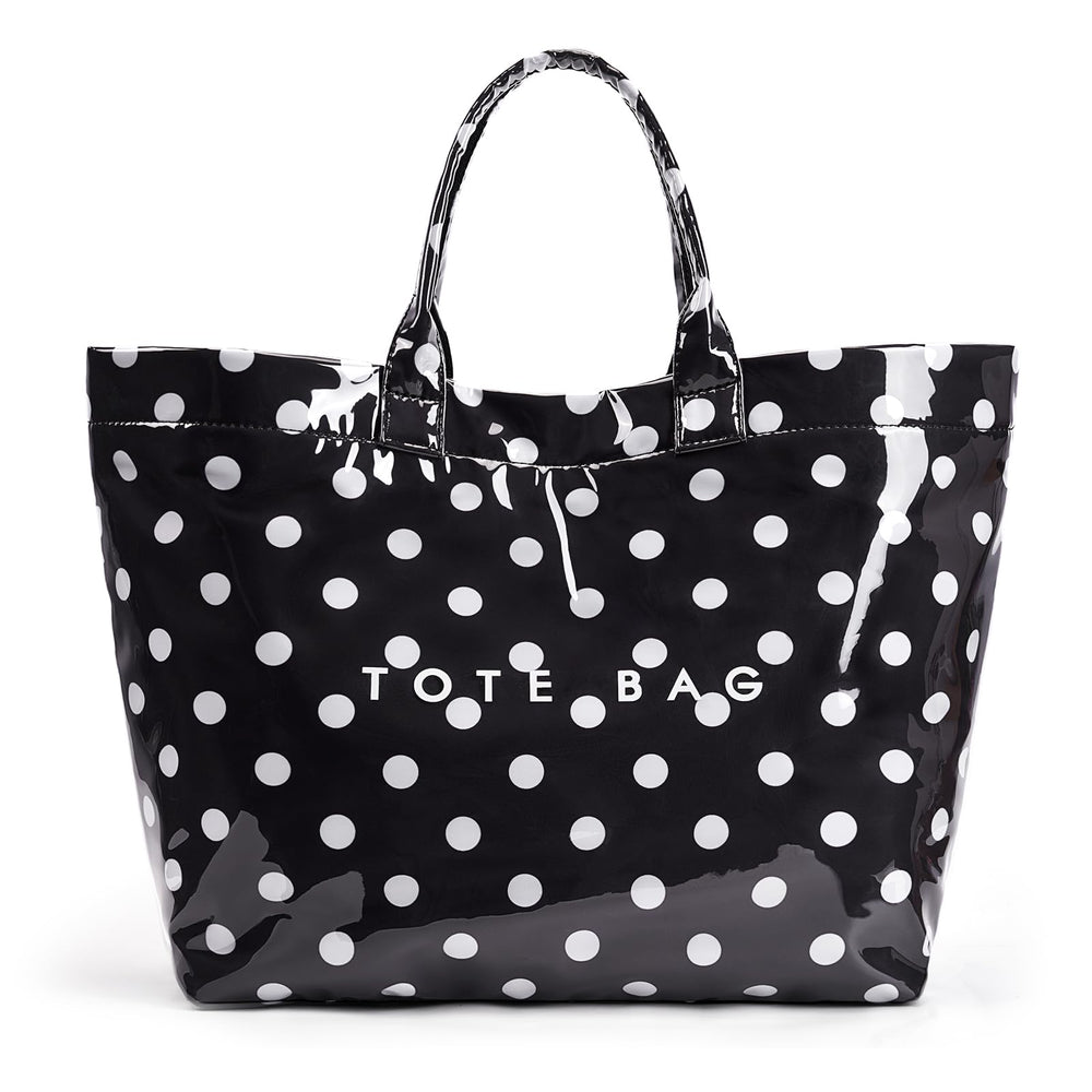 Lushandy PVC Tote Bag Women's Letters Print Hobo Handbag 14L Waterproof Plastic Tote Purse for Work, Beach, Shopping