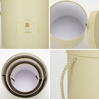 Hollyone Ivory Gift Box with Lids Set of 3 Round Nesting Gift Boxes for Presents 3 Assorted Sizes Flowers Arrangements Box for Gift Giving Christmas Valentine Thanksgiving Mom Gifts Present Wrapping