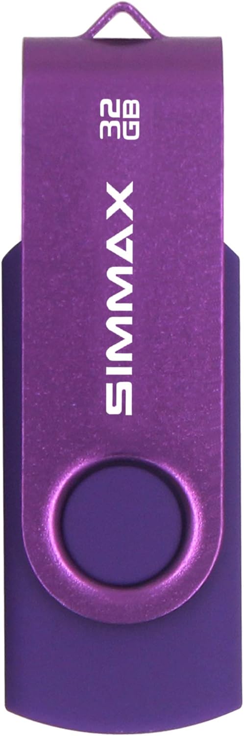 SIMMAX 32GB Memory Stick USB 2.0 Flash Drives Swivel Thumb Drive Pen Drive (32GB Purple) - hover image