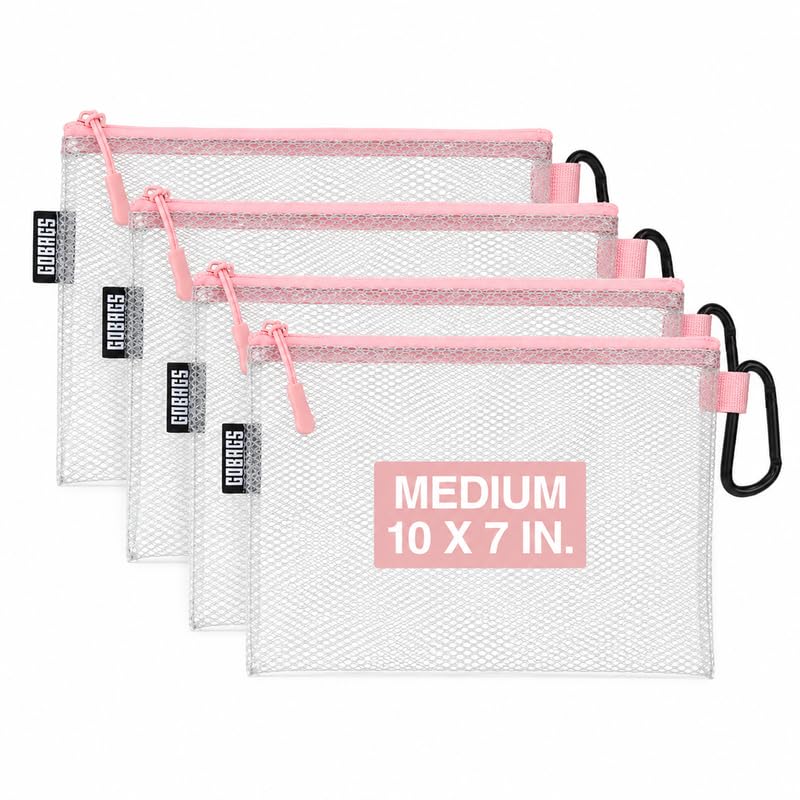 GOBAGS Air Production Multi‑Size Clear Zipper Pouch (4‑Pack) – Cable Organizer & Travel Gear Bag for Electronics, Camera Accessories, Tool Pouch & Small Tech Storage