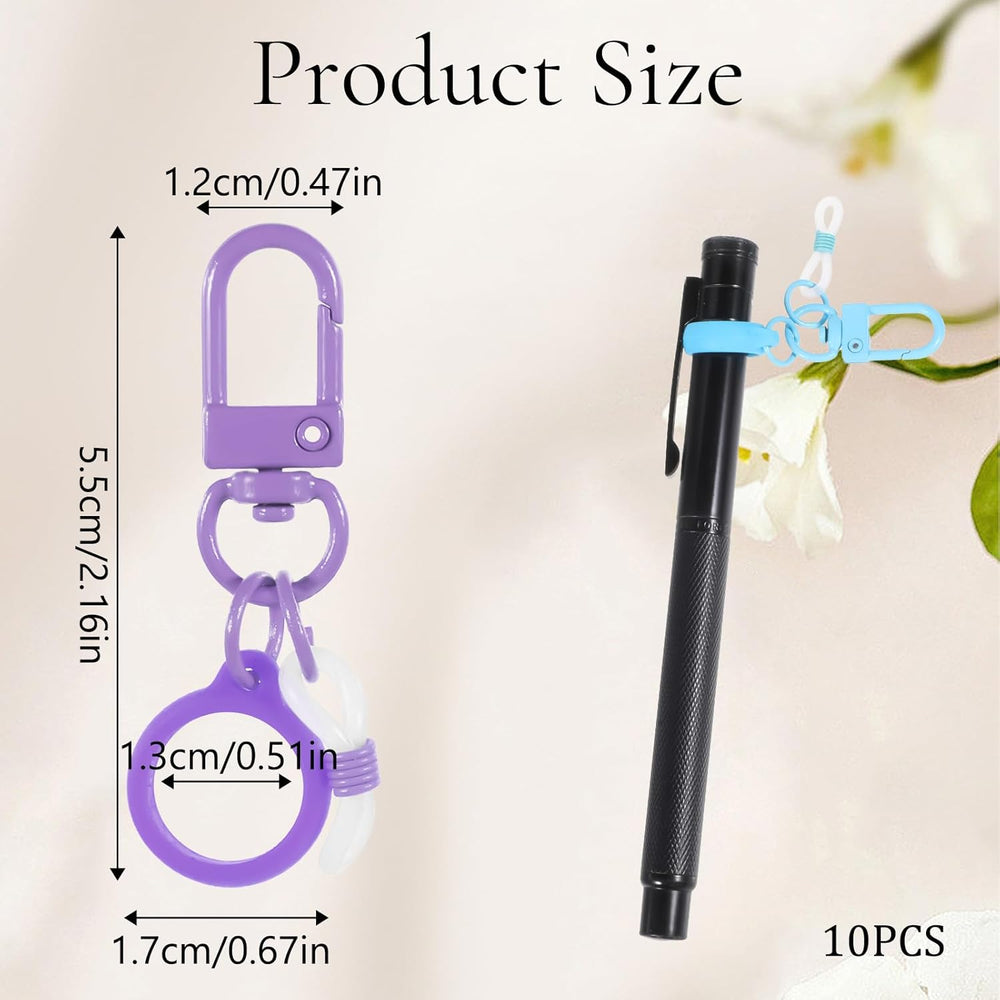 Mini Coloured Pen Clips, 10Pcs Nurse Badge Reel Accessory with Lobster Clasp, Retractable Holder for Nurses, Pen Converter, Silicone Pens Holder for Lanyard, Nurse, Teachers, Office
