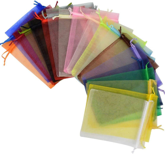 Tojwi 50pcs Organza Bags-Mix Color 3.54''x4.33''(9x11cm) Satin Drawstring Organza Pouch Wedding Party Favor Gift Bag Jewelry Watch Bags - hover image