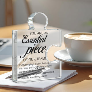 Team Appreciation Gifts Thank You Gift for Coworkers Colleagues Employees, Best Team Ever Gifts You Are an Essential Piece Acrylic Puzzle Piece Plaque Office Decor