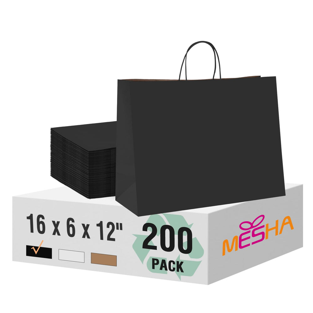 MESHA Brown Paper Bags 8x4.25x10.5 Inch 20Pcs, Paper Bags with Handles, Sturdy Brown Gift Bags for Retail, Birthday Party Favors, Shopping, Small Business (Made in USA)