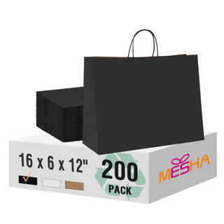 MESHA Brown Paper Bags 8x4.25x10.5 Inch 20Pcs, Paper Bags with Handles, Sturdy Brown Gift Bags for Retail, Birthday Party Favors, Shopping, Small Business (Made in USA)