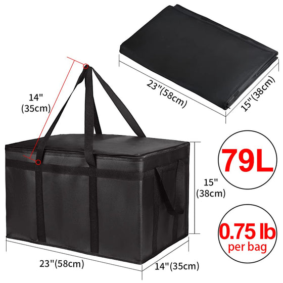 Insulated Food Delivery Bag, XXXL Insulated Reusable Grocery Cooler/Hot Bags, Tote Bag for Shopping/Travel/Doordash, Catering Bag Doordash 22x14x13, Black, 1-Pack - hover image