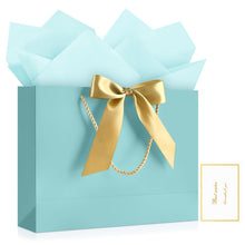 JMANNI Gift Bags with Handles, 13” Medium Gift Bag for Presents, 1 Pcs Bags with 2 Tissue Paper and 1 Cards for Graduation Baby Shower Wedding Fathers Day Mother's Day Birthday Party（champagne gold）