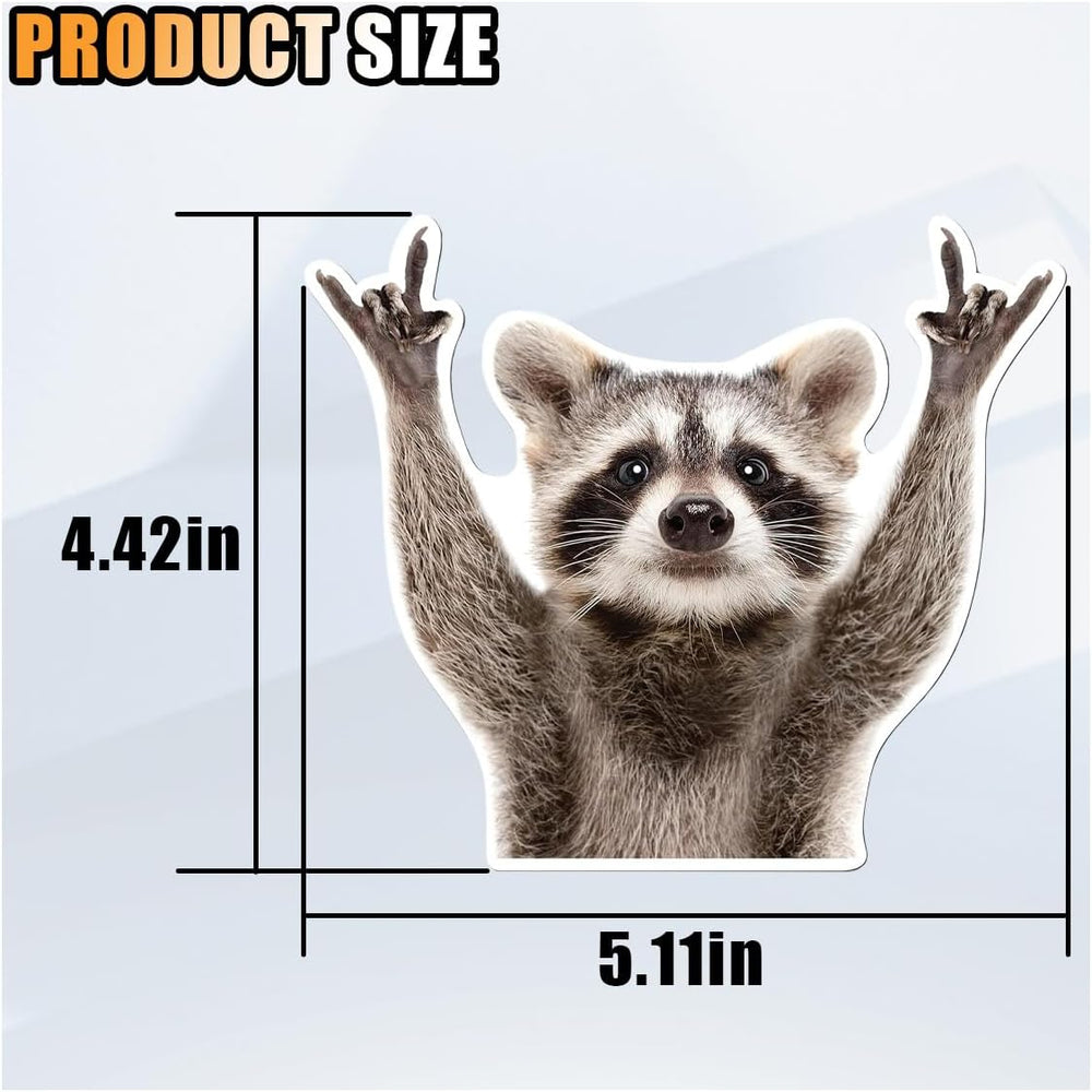 Funny Rocking Raccoon Sticker Decal - Cute Car Window Decal Waterproof Vinyl Sticker, 5.11×4.42 Inch Raccoon Pattern Car Laptop Wall Window Bumper Sticker (1PC)