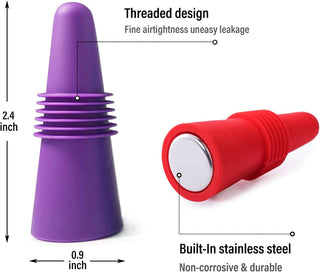 Wine Stoppers Beverage Bottle Sealer Soft Silicone Wine Bottle Stoppers Corks with Grip Top for Keeping Wine Champagne Fresh, 8 Pack