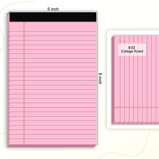 5pcs Small Note Pads 5x8 Notebook College Ruled Legal Pads Color Notepads 5 Pack Study Back Writing Pads 5 x 8 Perforated Narrow Ruled Pads of Paper for School & Office Supplies 30 Sheets/Pack - hover image