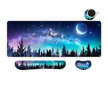 Desk Mat, Large Gaming Mouse Pad with Wrist Rest, 4 in1 XXL Mouse pad+Keyboard Wrist Rest+Mouse Pad Wrist Support+Cup Coaster Set, Ergonomic Desk Pad for Home Office, Trees Library