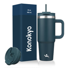 Konokyo 40 oz Tumbler with Handle and 2 Straws,2 in 1 Lid Insulated Water Bottle Stainless Steel Travel Coffee Mug,Mint