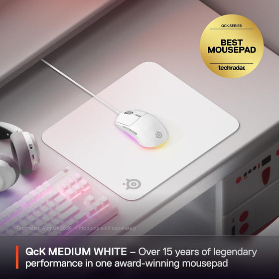 SteelSeries QcK Cloth Gaming Mouse Pad - Exclusive Micro-Woven Surface - Optimized for Gaming Sensors - Maximum Control - Size M - White - hover image