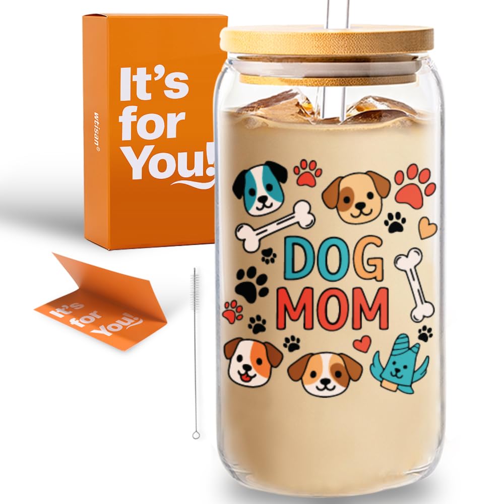 wtisan Housewarming Gifts for New Home - Sweet Home Aesthetic Can Shaped Glass Cup, 16oz Iced Coffee Tumbler - House Warming Gift Ideas with Lid, Straw & Card for Couple, New Homeowner