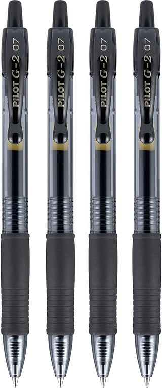 PILOT G2 Premium Refillable and Retractable Rolling Ball Gel Pens, Fine Point, Black Ink, 4-Pack (31057)