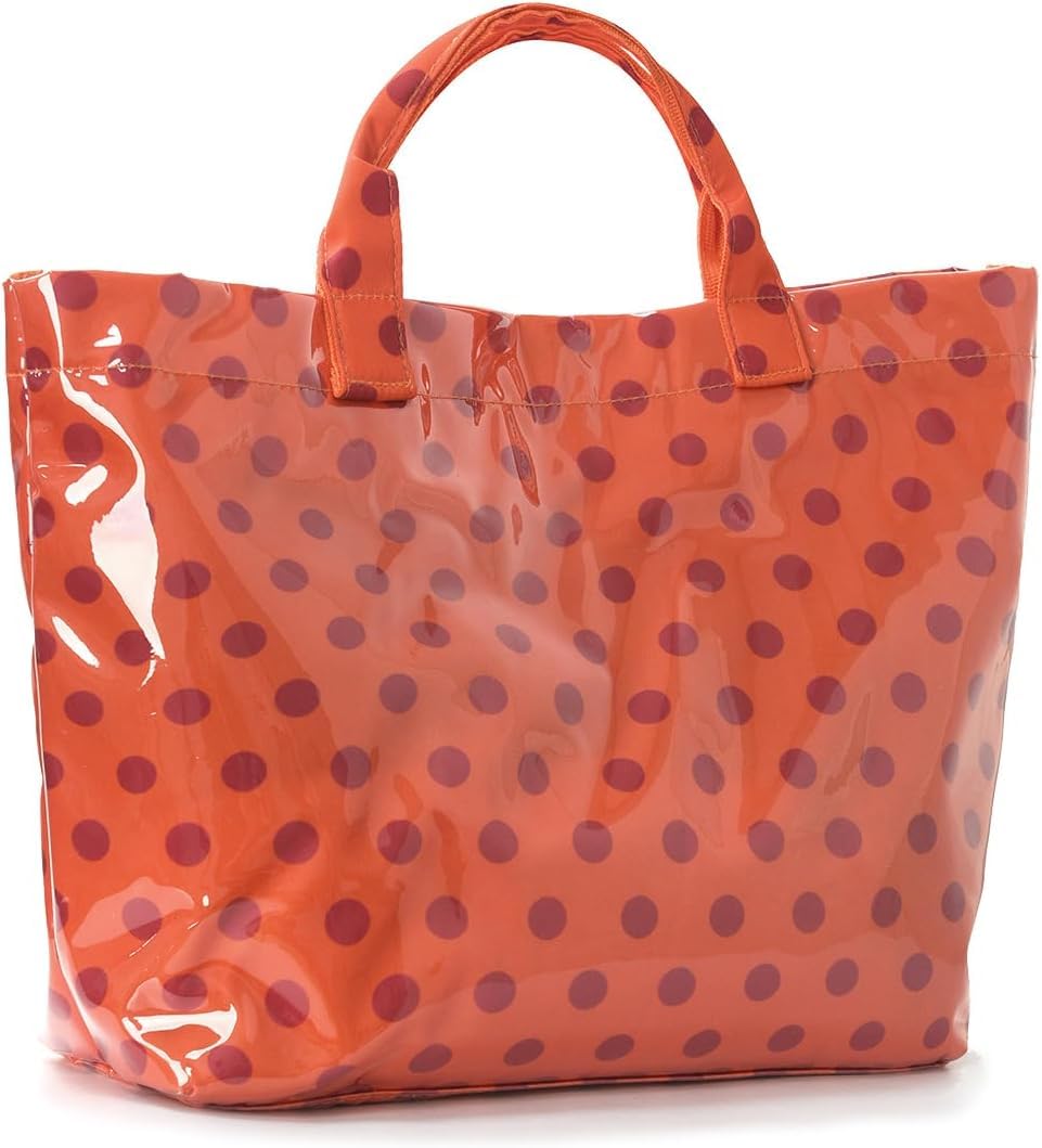 Lushandy PVC Tote Bag Women's Letters Print Hobo Handbag 14L Waterproof Plastic Tote Purse for Work, Beach, Shopping