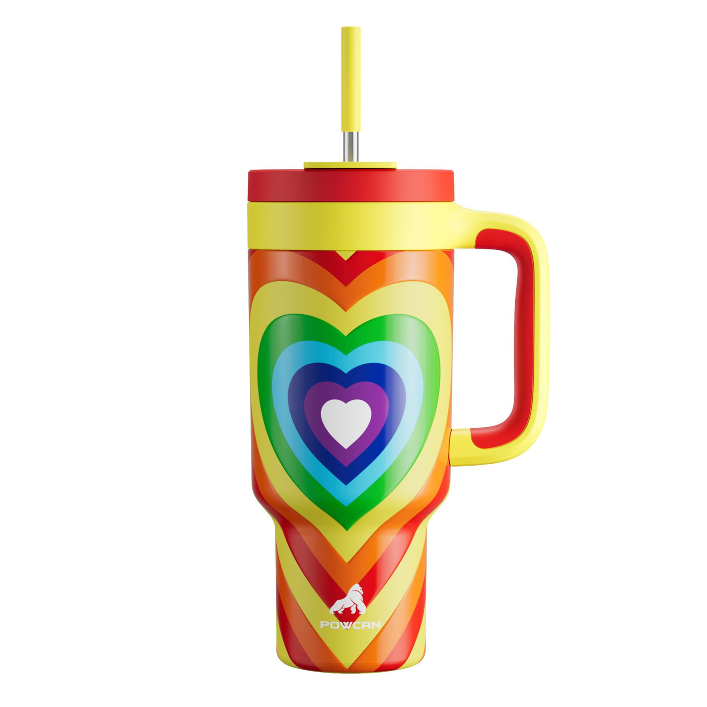 POWCAN 40 oz Tumbler with Handle, 2-in-1 Straw and Sip Lid, Leakproof, Dishwasher Safe, Insulated Stainless Steel Travel Coffee Mug, Keeps Cold for 34 Hours, Fits in Car Cup Holder (Midnight)