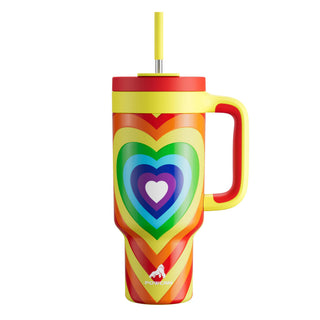 POWCAN 40 oz Tumbler with Handle, 2-in-1 Straw and Sip Lid, Leakproof, Dishwasher Safe, Insulated Stainless Steel Travel Coffee Mug, Keeps Cold for 34 Hours, Fits in Car Cup Holder (Midnight)