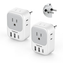 TESSAN 2 Pack European Travel Plug Adapter, Europe Power Converter 4 Outlets 3 USB(1 USB C PD 20W), Type C International Adaptor to Italy Spain France Portugal Iceland Germany, EU Travel Essentials