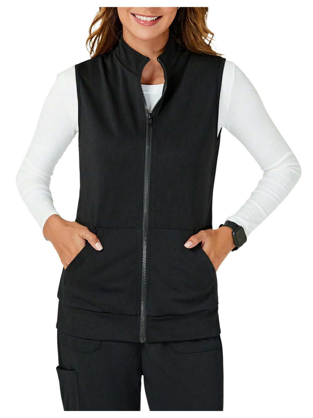 SOLY HUX Womens Zip Up Lightweight Vests Casual Sleeveless Jackets Scrubs with Pockets Spring Summer