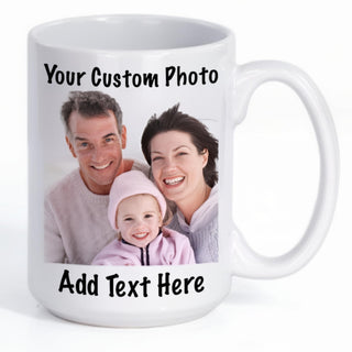 Customized 15oz Ceramic Coffee Mugs with Personalized Text and Photo Image Upload Novelty Gift, Personalize With Different Design And Images, Custom Gift (Black)